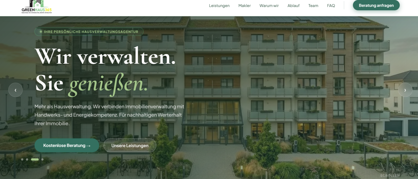HTML5-Landingpage GreenHaus365 GmbH – Hausverwaltung